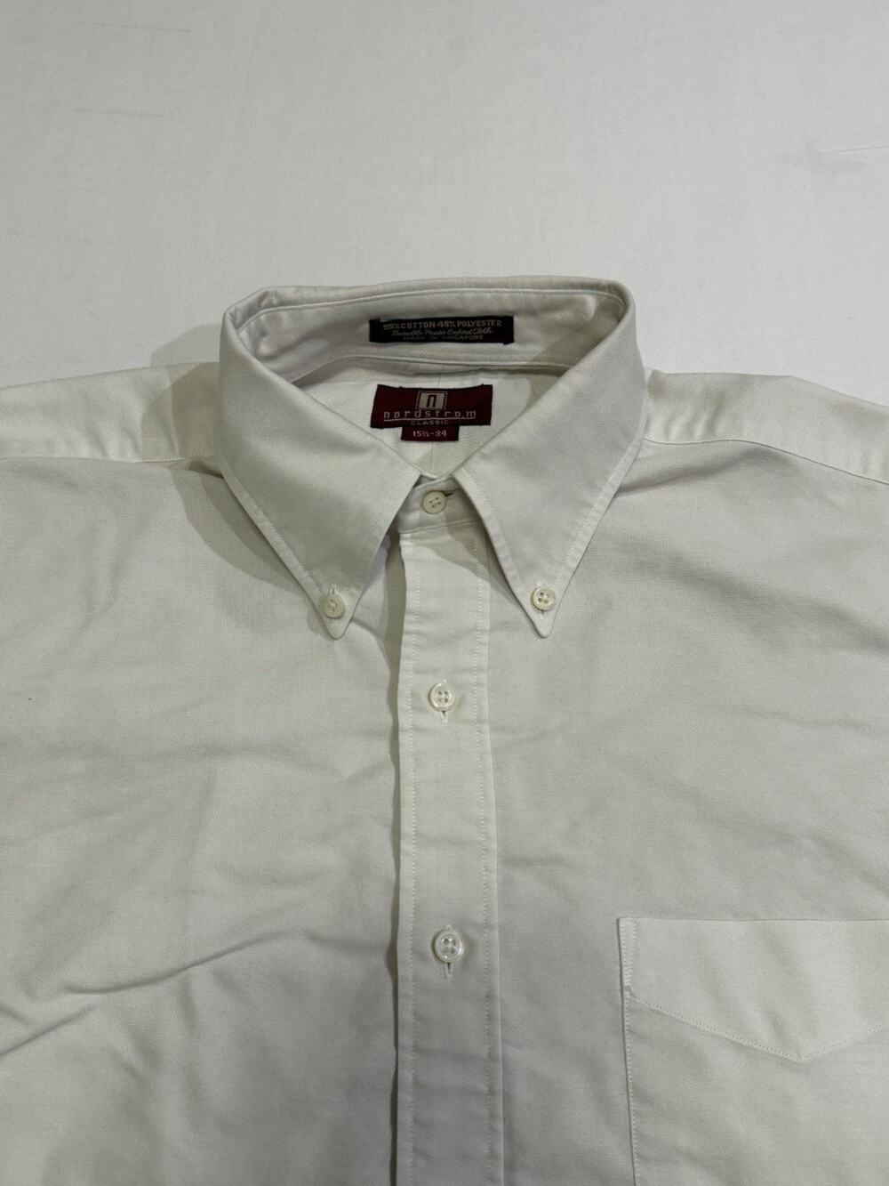 Nordstrom Classic Dress Shirt Mens 15.5 34 White Button Down Long Sleeve Pocket